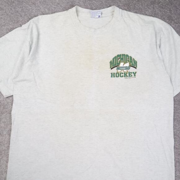 VTG 90s Michigan Wings Hockey Made in USA XL Gray Short Sleeve T-Shirt - Picture 9 of 12